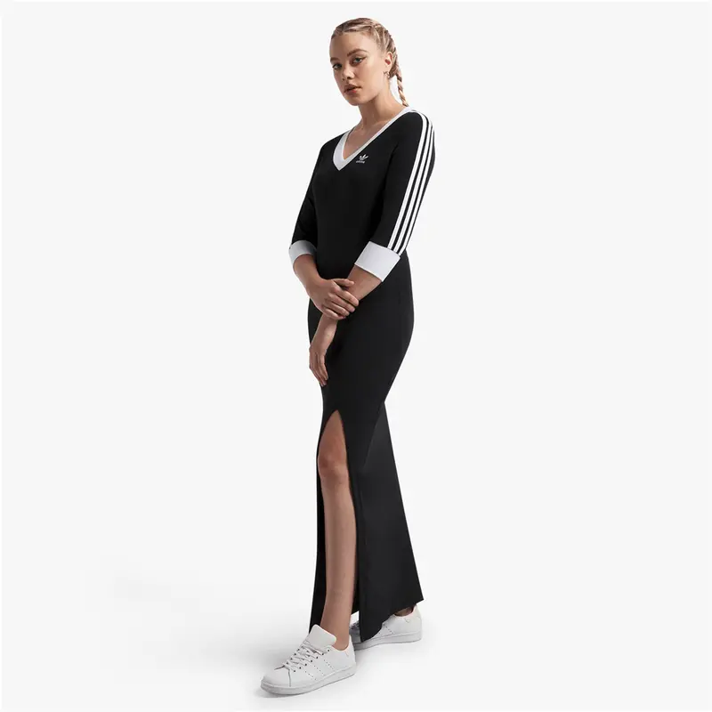 Adidas Originals Black V-Neck Knit Dress – Women'S Flattering Cut 1