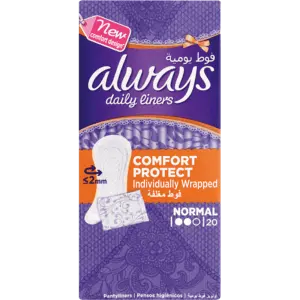 Always Daily Liners – Individually Wrapped Comfort & Protect Pantyliners (20 Count) 1