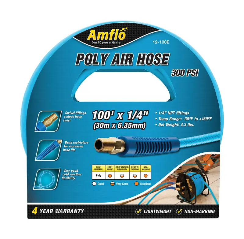 Amflo 1/4-Inch X 100-Foot Industrial Air Hose – Heavy-Duty (Model 12-100E) 1