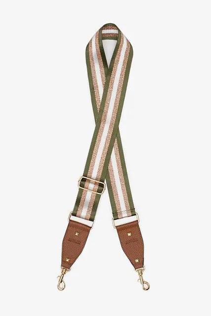 Antler Khaki And Rose Gold Striped Bag Strap 1