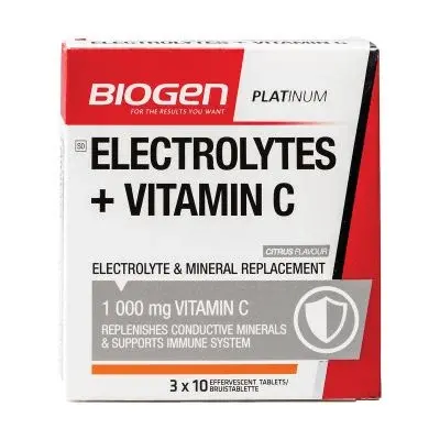 Biogen Electrolyte + Vitamin C Fizzy Tablets – 30 Effervescent Sachets 1