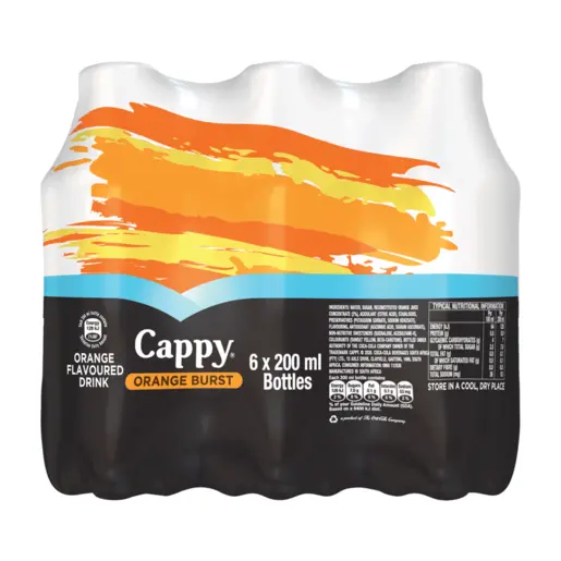 Cappy Orange Burst Soft Drink – 6-Pack, 200Ml Cans 1