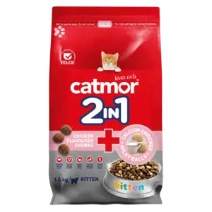Catmor Chicken Chunks & Milky Calcium Bites – Adult Dry Cat Food, 1.5Kg 1