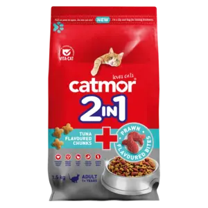 Catmor Tuna & Prawn Adult Cat Food – Dual-Texture Dry Mix, 1.5Kg 1