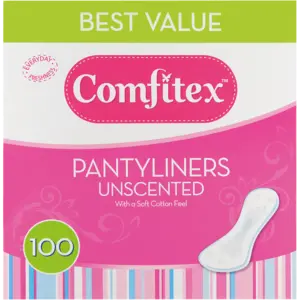 Comfitex Unscented Pantyliners – 100-Count Ultra-Thin Daily Protection 1