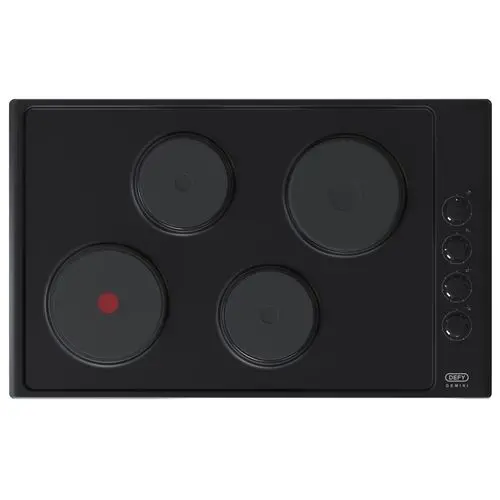 Defy 50Cm Gemini Black Solid-Plate Hob – 4-Burner Layout (Dhd416) 1