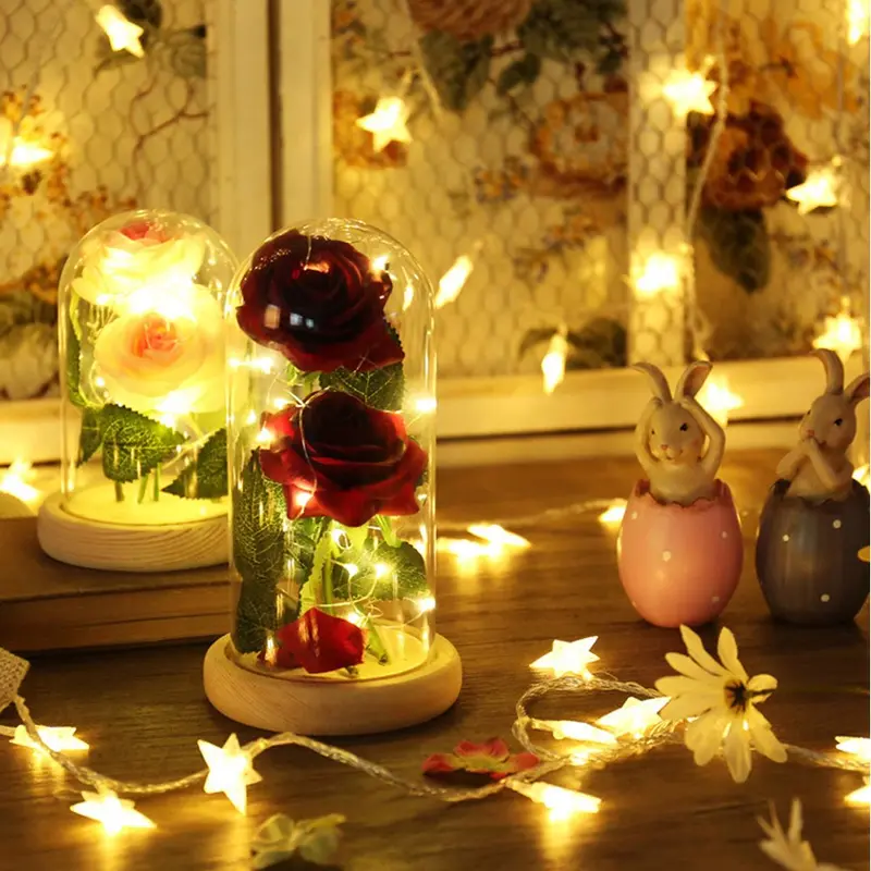 Dual Led Flashing Rose Arrangement – Animated Floral Centerpiece For Gifts 1