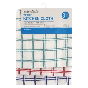 Essentials Assorted Terry Cloth Kitchen Towels – 3-Pack 1