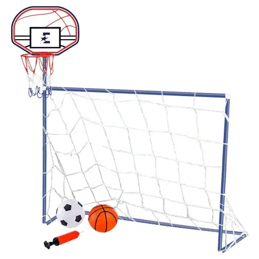 Eurosport 2-In-1 Soccer Goal And Basketball Hoop Set – 115 Cm Adjustable 1