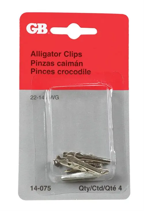 Gardner Bender 1.25" Non-Insulated Alligator Clip Set – 4-Pack (Model 14-075) 1