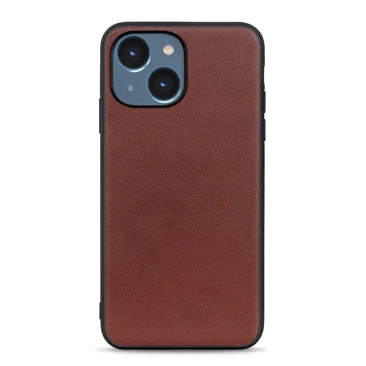 Genuine Lambskin Leather Case – Slim Brown Iphone 14 Protective Cover 1