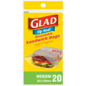 Glad Medium-Sized Resealable Sandwich Bags – 20-Pack 1
