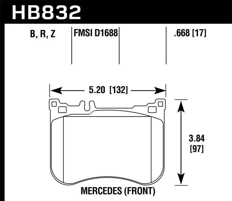 Hawk Performance Hb832Z.668 Ceramic Brake Pads – 0.668-Inch Thickness, Low-Dust & High-Torque Formula 1