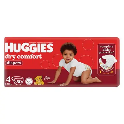 Huggies Dry Comfort Diapers Size 4 (8–14Kg) – Value Pack Of 50 1