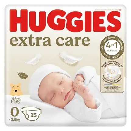 Huggies Extra Care Newborn Diapers Size 0 (Up To 4Kg) – Pack Of 25 1