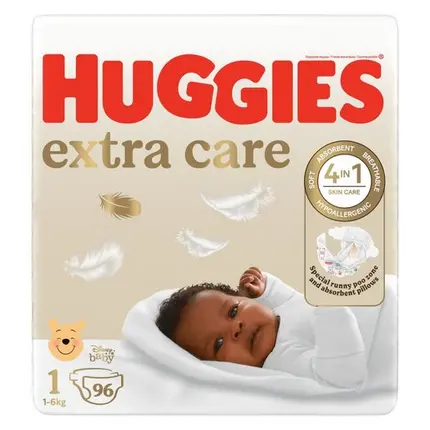Huggies Extra Care Newborn Diapers Size 1 (Up To 6Kg) – Jumbo Pack Of 96 1