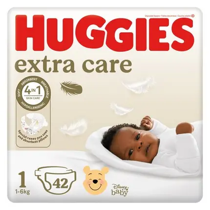Huggies Extra Care Newborn Diapers Size 1 (Up To 6Kg) – Value Pack Of 42 1