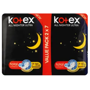 Kotex All Nighter Ultra Overnight Pads – 14-Count Value Bundle 1