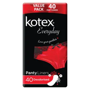 Kotex Everyday Deodorized Pantyliners – 40-Count Unscented Protection 1