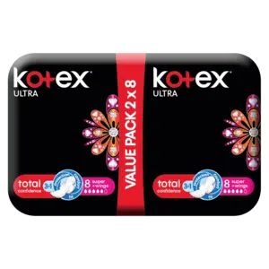 Kotex Ultra Duo Super Absorbency Sanitary Pads – 16-Pack Hybrid Protection 1
