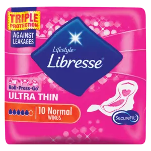 Libresse Ultra-Thin Normal Pads With Wings – 10-Count Pack 1