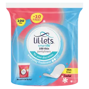 Lil-Lets Smartfit Scented Thin Pantyliners – 100-Count Daily Freshness 1