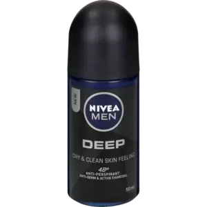 Nivea Men Deep Dry & Clean Roll-On Antiperspirant – 50Ml 1