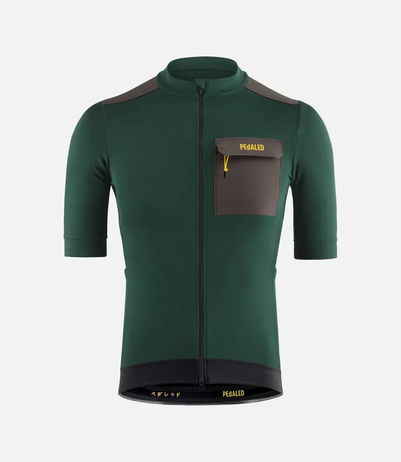 Pedaled Odyssey Merino Wool Cycling Jersey – Dark Green 1