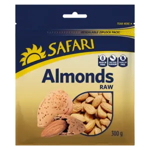 Raw Almonds – Safari Brand, 300G 1