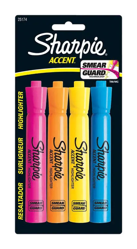 Sharpie Accent Neon Highlighters – Fine Tip, Vibrant Colors, 4-Pack (Pack Of 6 Boxes, Model 25174) 1