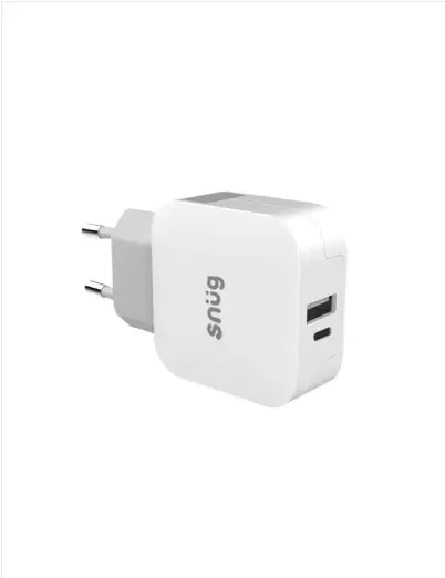 Snug 30W Dual-Port Usb-C Pd Wall Charger With Cable – White 1