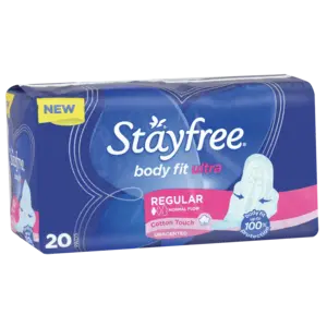 Stayfree Body Fit Ultra Regular Pads – Cotton Touch, Unscented – 20-Count Pack 1