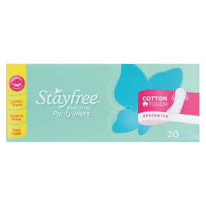 Stayfree Cotton Touch Unscented Everyday Pantyliners – 20-Count Pack 1