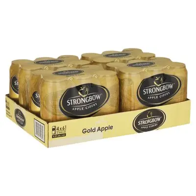 Strongbow Gold Apple Cider 24 X 440Ml Cans Crisp Fruity Drink 1