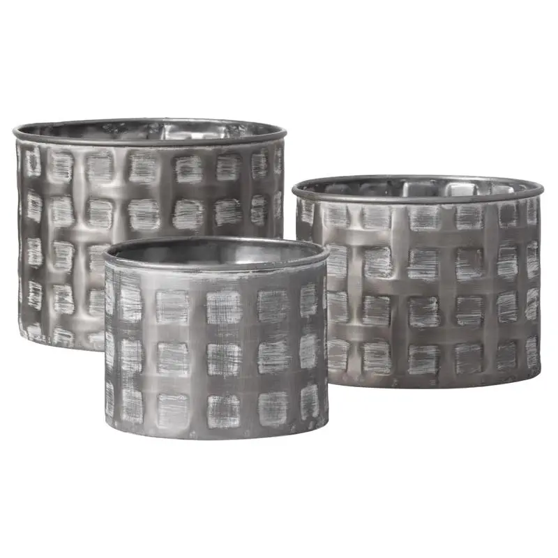 Sullivans Iron Planter Set – Silver Finish, Decorative Metal Planters (Met1683) 1