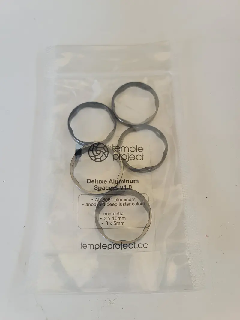 Temple Project Deluxe Aluminum Stack Spacers – Precision-Machined Set 1