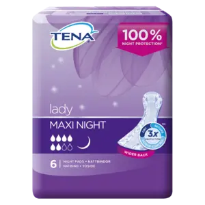 Tena Lady Maxi Night Pads – 6-Count Extended Overnight Absorbency 1