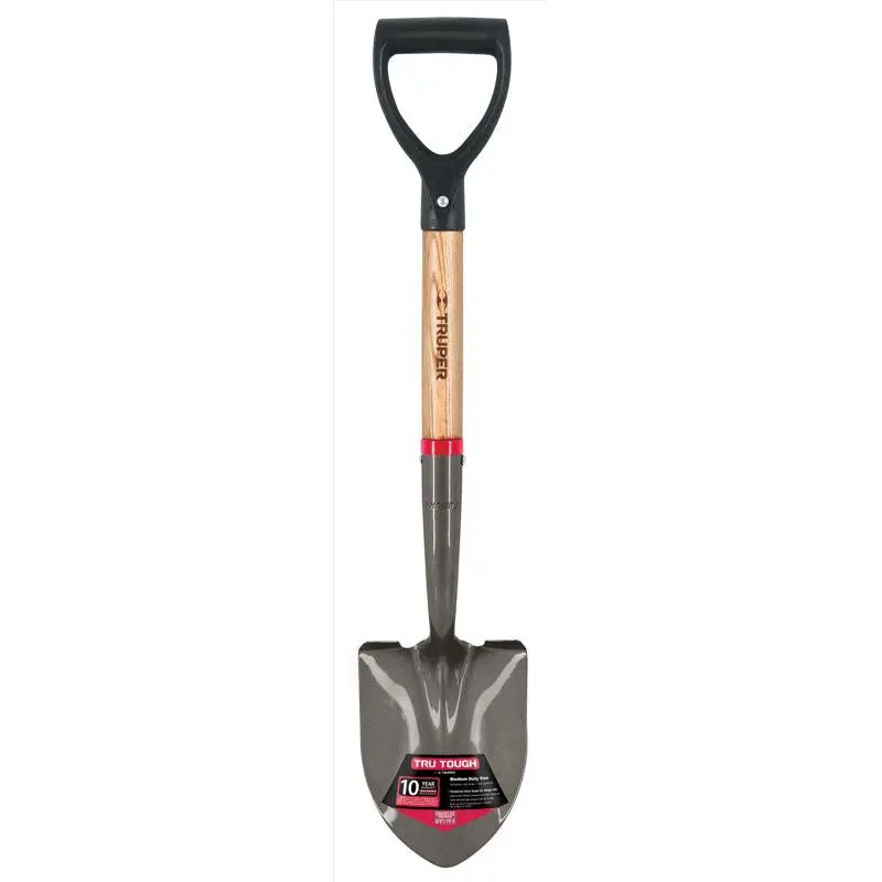 Truper Tru-Tough 27-Inch Round Utility Shovel – Reinforced Steel Blade, Wooden Handle 1
