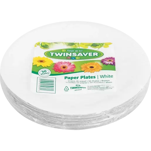 Twinsaver Disposable Paper Plates – 50-Count Pack 1