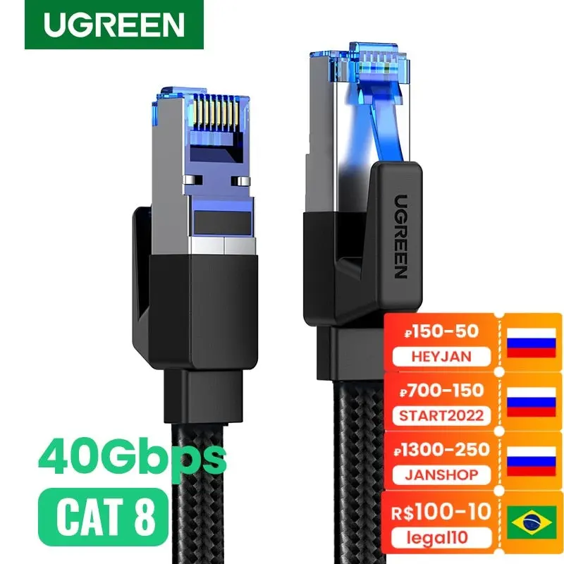 Ugreen Cat8 Ethernet Cable – 40Gbps High-Speed Braided Lan Cable (Backward Compatible With Cat7) 1