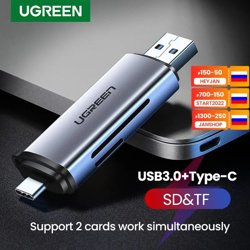 Ugreen Dual-Mode Usb 3.0 & Type-C Card Reader – Sd & Microsd (Tf) Compatible For Pc/Mac 1