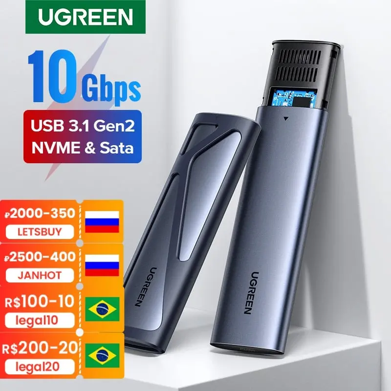 Ugreen M.2 Nvme Ssd Enclosure – Dual-Protocol (Nvme + Sata) Usb 3.1 Gen2 External Drive Case 1