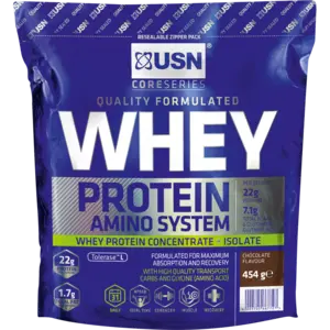 Usn Amino Whey Chocolate Protein Powder – Blend Of Whey & Bcaas (454G) 1