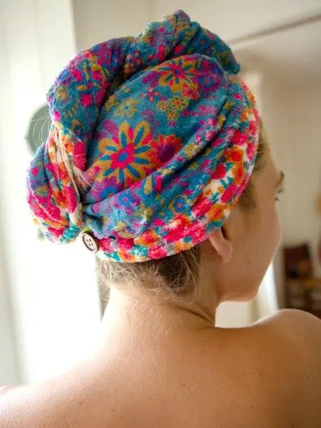 Vibrant Flower Print Hair Drying Turban 1
