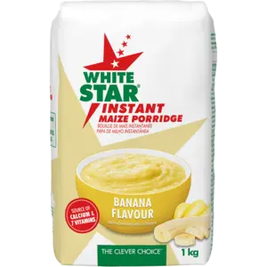 White Star Banana Instant Porridge (Maize-Based) – 1Kg 1