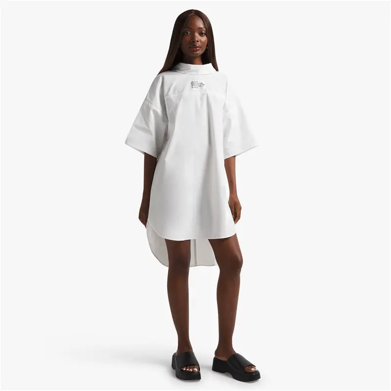 White T-Shirt Dress With Shaped Hem – Women'S Contemporary Casual Fit 1