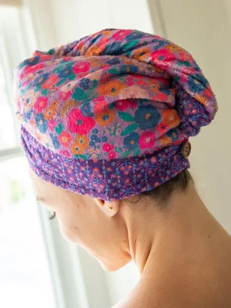 Yellow Floral Absorbent Hair Towel Wrap 1