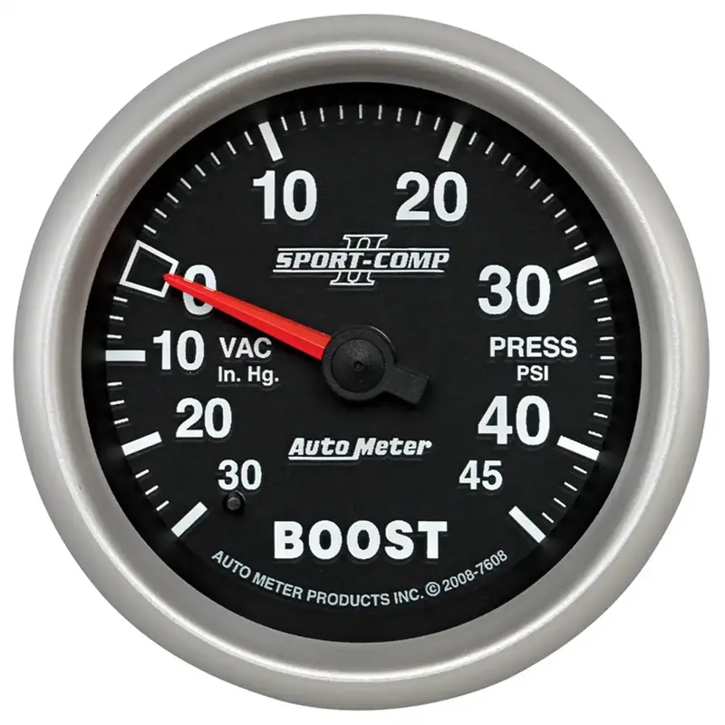 Autometer 7608 Sport-Comp Ii Mechanical Vacuum/Boost Gauge – 2 5/8 Inch, -30 Inhg To +45 Psi 1